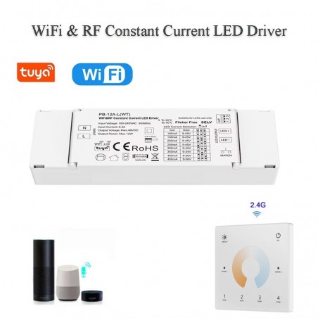 Controlador LED de corriente constante RF y WiFi inteligente Tuya 12W