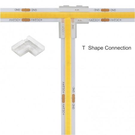 Conector Rápido 2en1 T y L para Tiras LED COB y SMD de 2 pines Monocolor