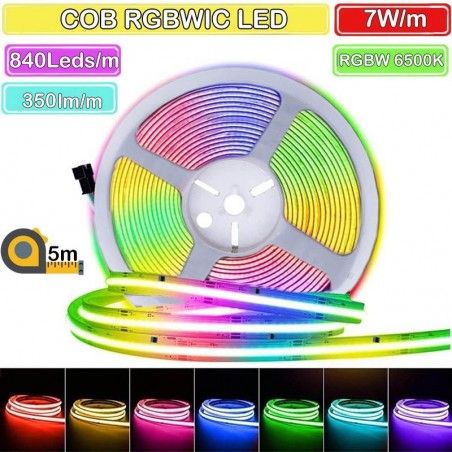 High Power Dynamic COB LED Strip - RGB + Cool White
