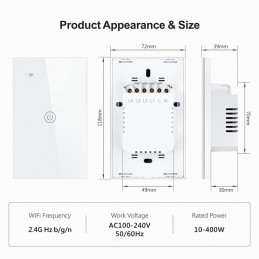 Tuya Interruttore Touch Bianco Smart Matter WiFi | Serie NovaTech