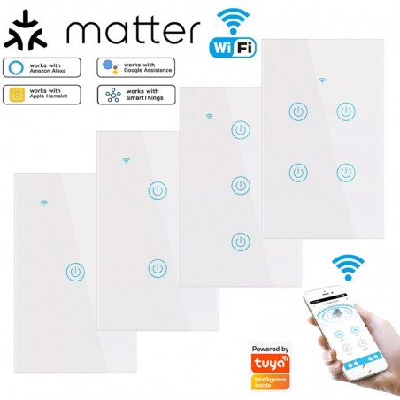 Tuya Smart Matter WiFi Interruptor Táctil Blanco | Serie NovaTech