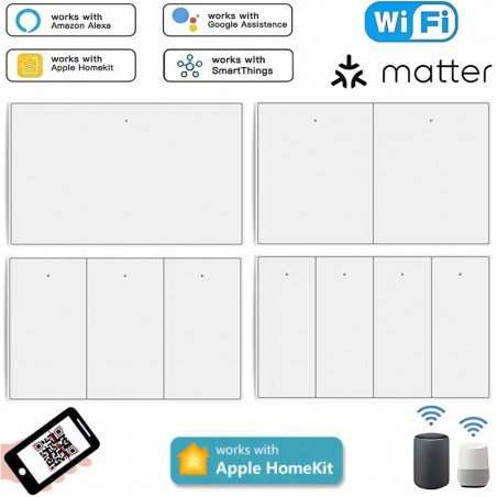 Interruptor de botón WiFi Smart Matter blanco Tuya | Serie Fusión