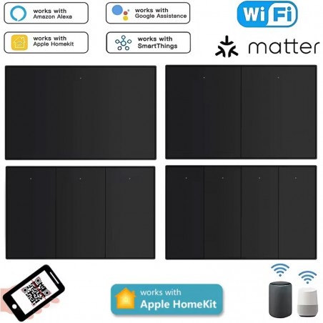Tuya Smart Matter Interruptor de botón negro | Serie Fusión