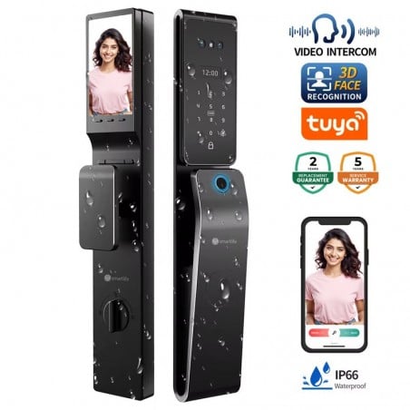 Precio de la cerradura de puerta inteligente WiFi Tuya con cara 3D para exteriores