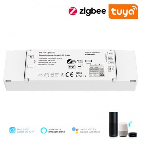 Pilote LED intelligent Tuya 12 W à courant constant Zigbee CCT