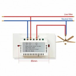 Interrupteur de ventilateur intelligent Tuya WiFi avec écran et 5 vitesses