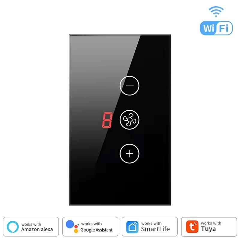 Interruptor de ventilador inteligente WiFi Tuya con pantalla Interruptor de ventilador inteligente WiFi Tuya con pantalla