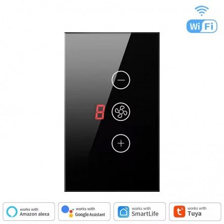 Interrupteur de ventilateur intelligent Tuya WiFi avec écran