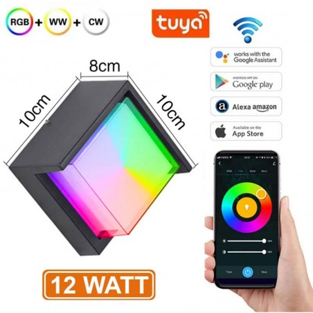 Applique murale LED d'extérieur connectée Tuya Wi-Fi et Bluetooth