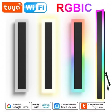 Aplique de pared LED lineal inteligente Tuya RGBIC con WiFi y Bluetooth