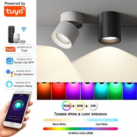 Slimme WiFi RGB+CCT 9W LED-spot – Verstelbare binnenverlichting