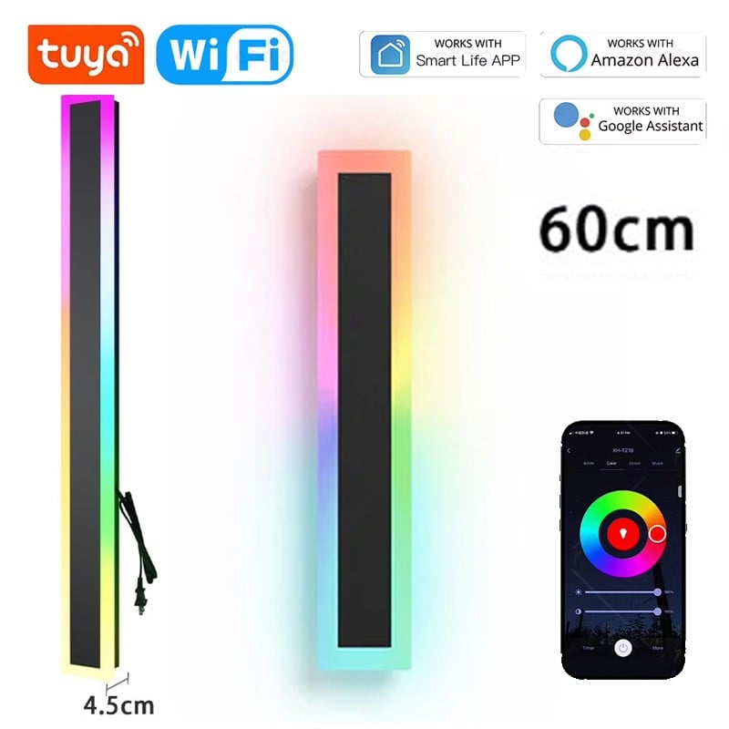 Applique murale LED linéaire moderne Tuya, connectée avec Wi-Fi et Bluetooth Applique murale LED linéaire moderne Tuya, connectée avec Wi-Fi et Bluetooth