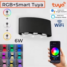 Achetez l'applique murale LED connectée Tuya WiFi RGB+CCT – Éclairage direct et indirect IP65