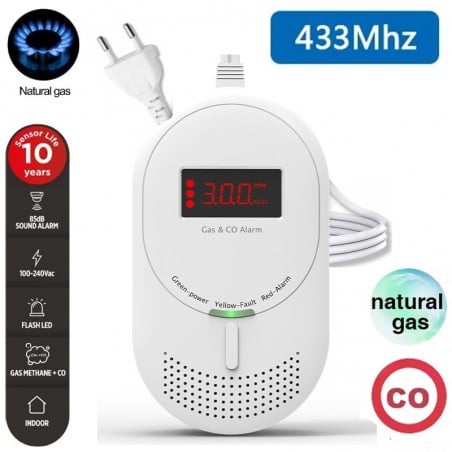 RF433 onderling verbonden gas- en koolmonoxidedetector