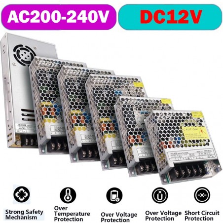 Fuente de alimentación conmutada de 12 V CC | De 60W a 400W para LED y Domótica
