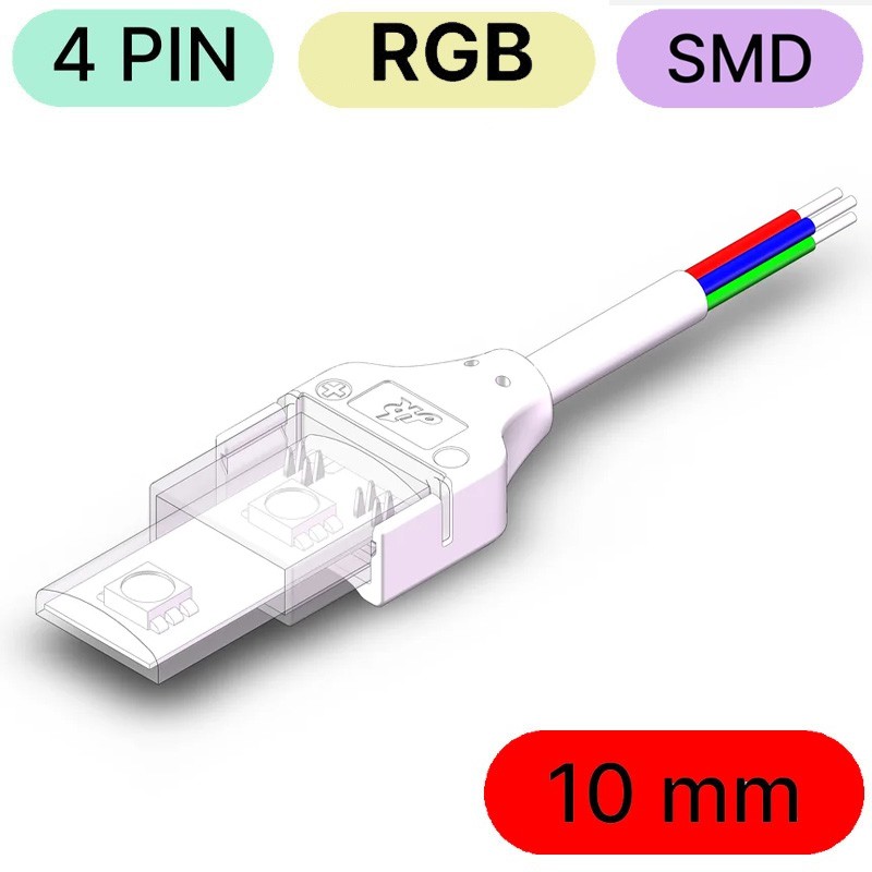 Conector LED RGB SMD de 4 pines a prueba de agua de la tira a la fuente de alimentación Conector LED RGB SMD de 4 pines a prueba de agua de la tira a la fuente de alimentación