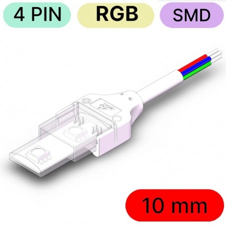 Connecteur LED SMD RVB étanche à 4 broches, de la bande à l'alimentation
