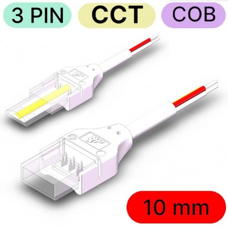 3 Pin Waterproof Connector for LED CCT COB and SMD from Strip to Power Supply