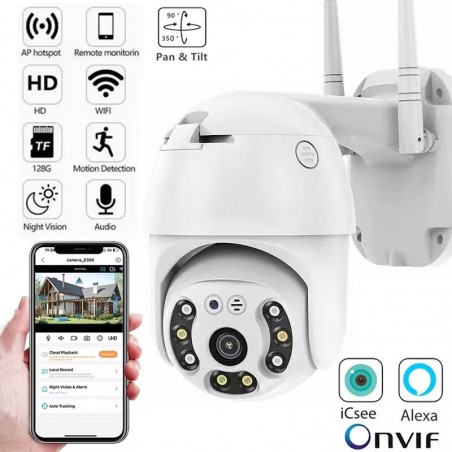 Acquista Telecamera PTZ WiFi da Esterno iCSee Full HD 4MP / 8MP