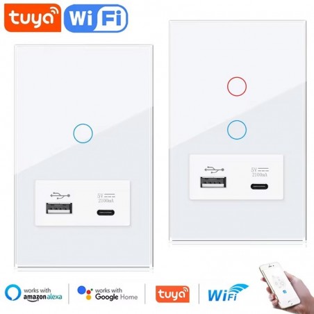 Tuya Smart WiFi Touch Switch met USB Type-C en Multi-Control
