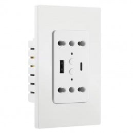 Tuya Doppia Presa a Muro Smart WiFi da Incasso 16A con USB e Type-C