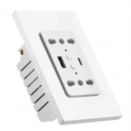 Tuya Doppia Presa a Muro Smart WiFi da Incasso 16A con USB e Type-C