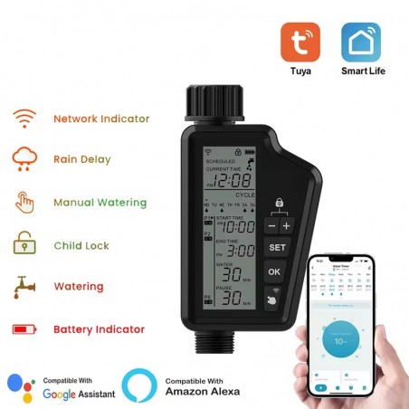 Tuya Controller di Irrigazione Smart WiFi da Giardino con Display Digitale