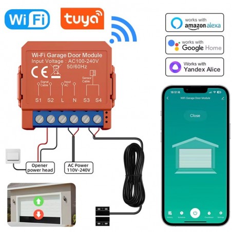 Modulo WiFi Tuya per Porta da Garage | Controllo Remoto, App, Alexa