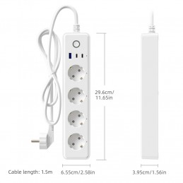 Regleta inteligente Tuya WiFi con USB y tipo C (4 tomas de CA)
