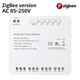 Módulo de relé de contacto seco Tuya Smart Zigbee y RF433 con 4 canales