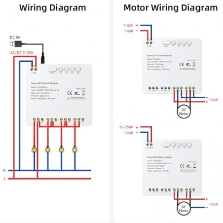 Zigbee Relay Module Tuya 4 Channel 10A Clean Contact | RF433 Alexa