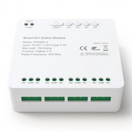 Zigbee-relaismodule Tuya 4-kanaals 10A schoon contact | RF433 Alexa