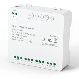 Zigbee-relaismodule Tuya 4-kanaals 10A schoon contact | RF433 Alexa