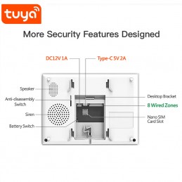 Smartes Tuya-WLAN-Alarmsystem + 4G-SIM mit 7-Zoll-Touchdisplay