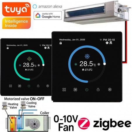 Thermostat de ventilo-convecteur intelligent Tuya Zigbee 2/4 tubes ON/OFF 0–10 V