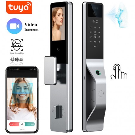 Serrure intelligente Tuya WiFi élégante avec reconnaissance faciale 3D