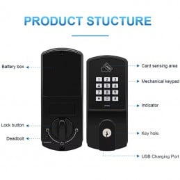 Cerradura de cerrojo inteligente Tuya con Bluetooth, teclado y NFC