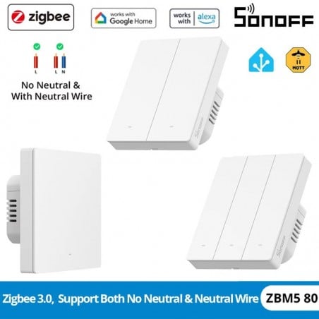 Sonoff ZBM5-80W Zigbee Smart Switch 1/2/3 Buttons | eWeLink