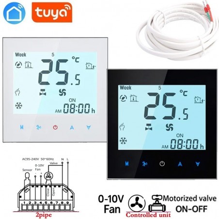 Thermostat intelligent Wi-Fi Beca avec sonde – Ventilateur 0-10 V et vanne marche/arrêt