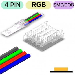 Connecteur rapide LED RVB COB/SMD 4 broches – Bande de câble
