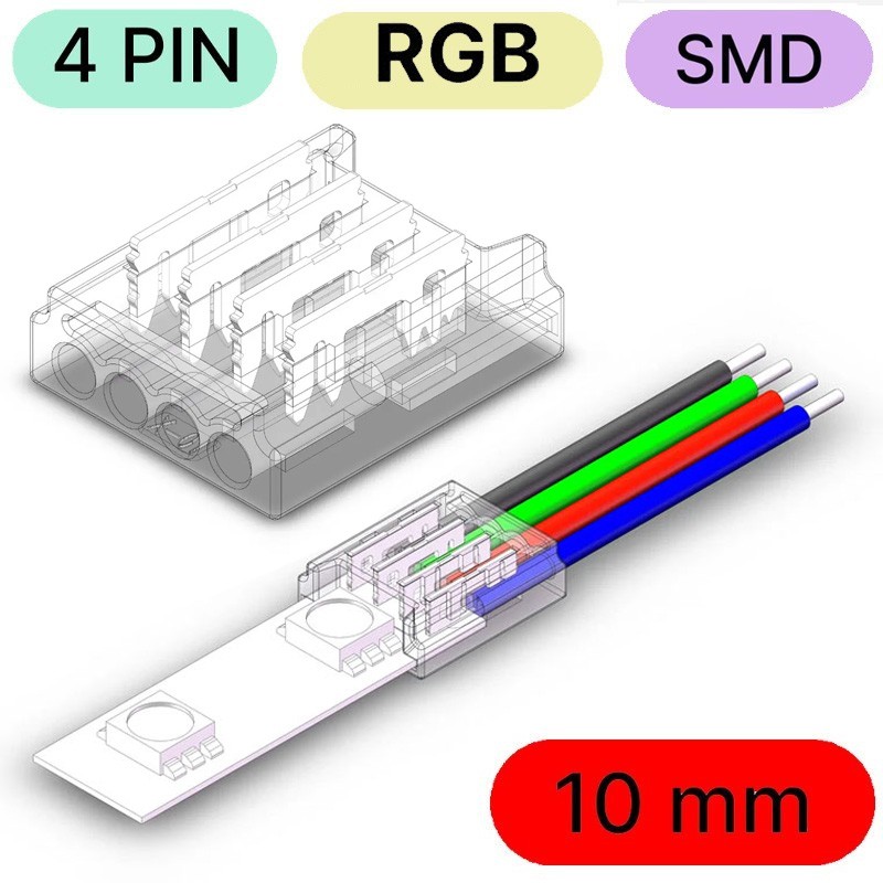 Connecteur Rapide pour LED COB et SMD RGB à 4 broches de Bande à Câble Connecteur Rapide pour LED COB et SMD RGB à 4 broches de Bande à Câble