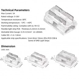9 in 1 universele connector voor COB- en SMD-LED's, enkele kleur, 2-pins