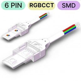 Conector Impermeable para LED RGB+CCT SMD de 6 Pines de Tira a Alimentación
