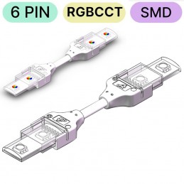 Conector impermeable para LED RGB+CCT SMD de 6 pines (de tira a tira)