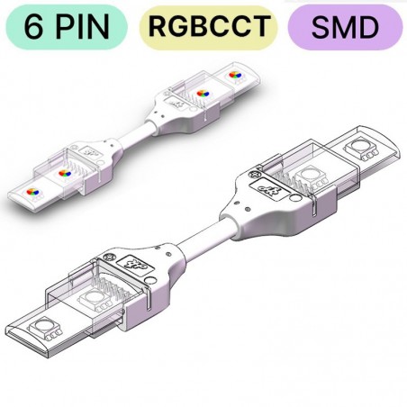 6-poliger wasserdichter RGB+CCT SMD-LED-Anschluss – Streifen zu Streifen