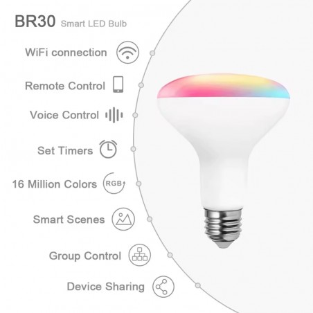 Tuya BR30 LED RGB+CCT Smart Wi-Fi und Bluetooth E27 Glühbirne