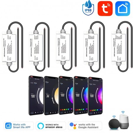 Contrôleur LED WiFi Tuya Étanche IP68 | Variateur Smart Alexa
