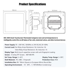 Beca BAC-2005ELW Slimme WiFi Thermostaat Fan Coil 4 Pijpen