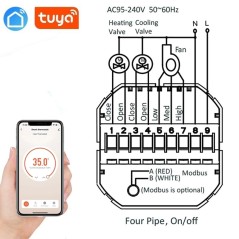 Beca BAC-2005ELW Slimme WiFi Thermostaat Fan Coil 4 Pijpen