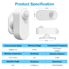 Tuya Smart Zigbee Batteriebetriebener Anwesenheits- und Helligkeitsmelder